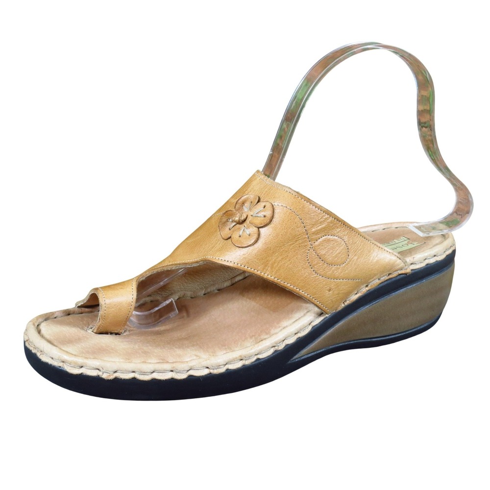 Josef Seibel Rosalie Women Wedge‎ Sandals Size 40 Comfort Casual Tan Leather